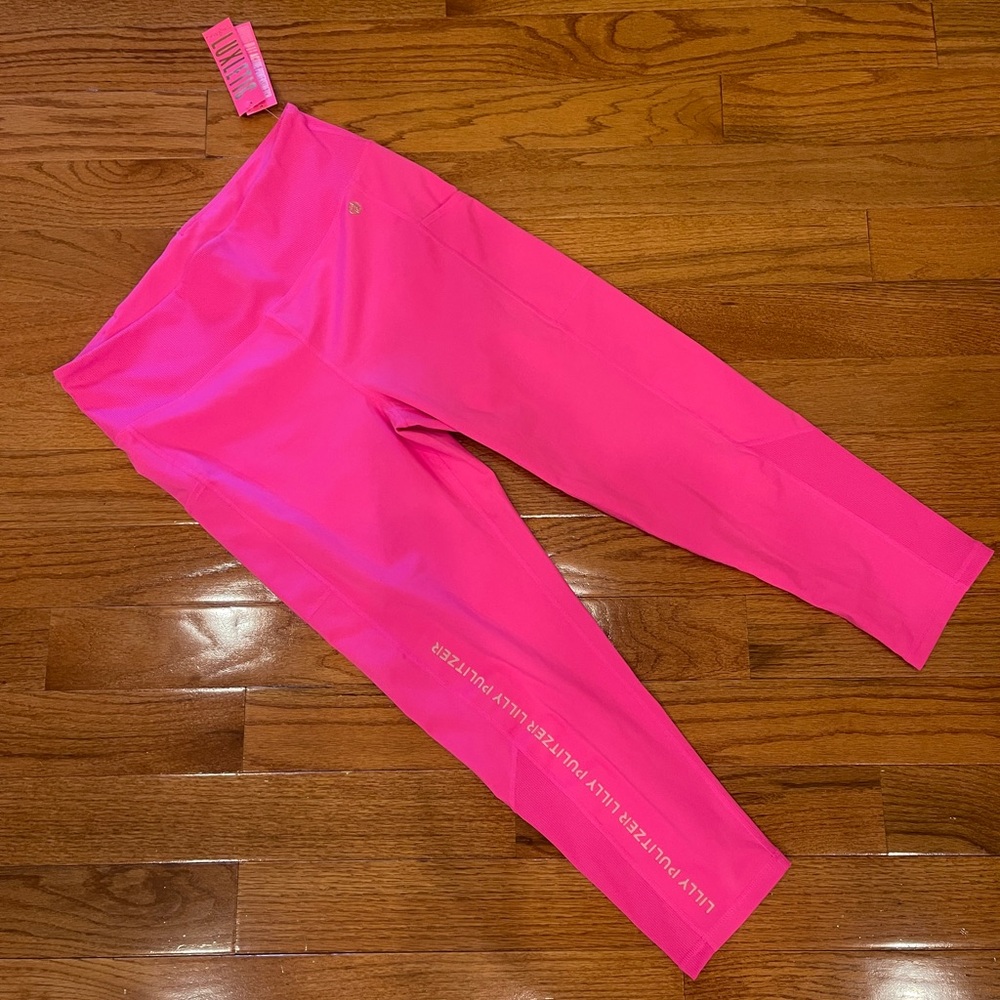 Lilly Pulitzer Luxletic Weekender high-rise midi hot pink leggings XL NEW